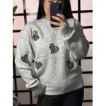 trico coração oncinha Paloma 3219- Cinza