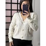 Casaquinho tricô botões Carla 6324 - Off White