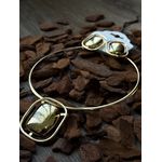 Conjunto colar dourado retangular