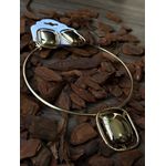 Conjunto colar dourado retangular