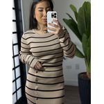 Conjunto tricô listado 1707 - bege 