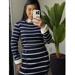 Conjunto tricô listrado 1707 - Azul 