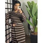 Conjunto tricô listrado 1707 -Marrom 