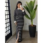 Conjunto tricô listrado 1707 - Preto 