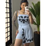 Conjunto shorts saia Cristina 2145 -Azul 