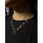 Colar delicado com corações e flor preto 