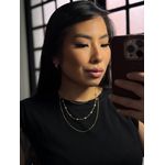 Colar delicado 3 fios esferas dourado 