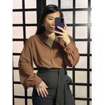 Camisa gola padre Bela 99202- Marrom 