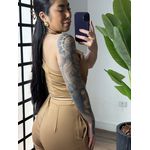 Macacão Alfaiataria Joana 7001 - Marrom Claro 