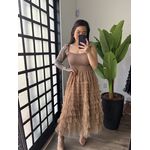 Vestido Bella Tule 2984 - Marrom