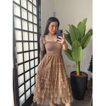 Vestido Bella Tule 2984 - Marrom