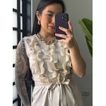 Macacão Pantalona com Babado Ella 22056 - Areia