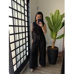 Macacão Pantalona com Babado Ella 22056 - Preto 