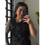 Macacão Pantalona com Babado Ella 22056 - Preto 