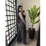 Macacão Pantalona com Babado Ella 22056 - Preto 