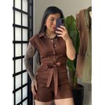 Macaquinho Linho Lia 399 - Marrom Escuro 