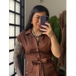 Macaquinho Linho Lia 399 - Marrom Escuro 