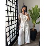 Macacão Pantalona com Babado Ella 22056 - Branco