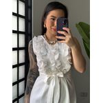 Macacão Pantalona com Babado Ella 22056 - Branco