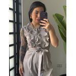 Macacão Pantalona com Babado Ella 22056 - Cinza 