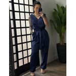 Macacão Alfaiataria Plus Size 1684 - Azul Marinho 