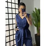 Macacão Alfaiataria Plus Size 1684 - Azul Marinho 