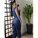 Macacão Alfaiataria Plus Size 1684 - Azul Marinho 