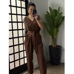 Macacão Alfaiataria Plus Size 1684 - Marrom 