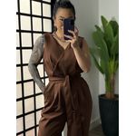 Macacão Alfaiataria Plus Size 1684 - Marrom 