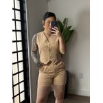 Conjunto Shorts Alfaiataria Dália 86 - Bege 