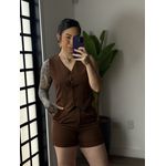 Conjunto Shorts Alfaiataria Dália 86 - Marrom 