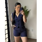 Conjunto Shorts Alfaiataria Dália 86 - Azul Marinho 