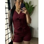Conjunto Shorts Alfaiataria Dália 86 - Vinho 