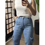 Calça Wide Leg Cargo P8565 - Azul 