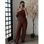 Conjunto Pantalona Babado Maria Liz Y493 - Marrom C031