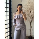 Conjunto Pantalona Babado Maria Liz Y493 - Cinza C031