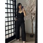 Macacao Linho com Cinto Zoe L007 - Preto C053