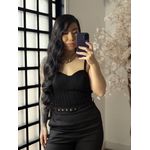 Macacao Linho com Cinto Zoe L007 - Preto C053