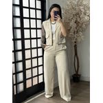 Conjunto Calça Pantalona Roberta 3305 - Creme 