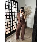 Conjunto Calça Pantalona Roberta 3305 - Marrom 