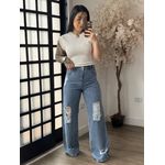 Calça Jeans Wide Leg Marmorizada 1209 C117