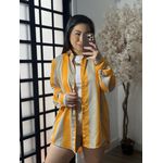 Camisa Listrada Acetinada 2253-Y - Laranja 