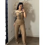 Conjunto Calça Bordado Mel SD1631 - Marrom C037