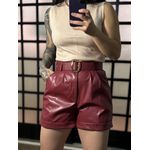Shorts Couro Com Cinto Jessy 2173 - Vinho 