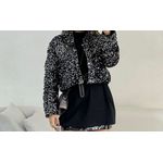 Jaqueta puffer coleção Shine 9912 - Preto c/ prata 