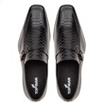 Sapato Social Masculino em Couro Textura Cobra Preto