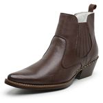 Bota Country Masculina Bico Fino Top Franca Shoes Café Lisa