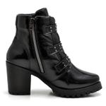 Bota Coturno Feminino Top Franca Shoes Motociclista Verniz Preto