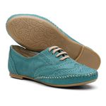Sapato Social Feminino Top Franca Shoes Oxford Confort Turquesa