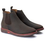 Bota Botina Chelsea Couro Sola Borracha Palmilha Anatomica Cafe